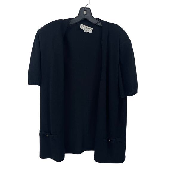 St. John Collection by Marie Gray Short Sleeve Santana Knit Cardigan Black Large - Picture 1 of 5
